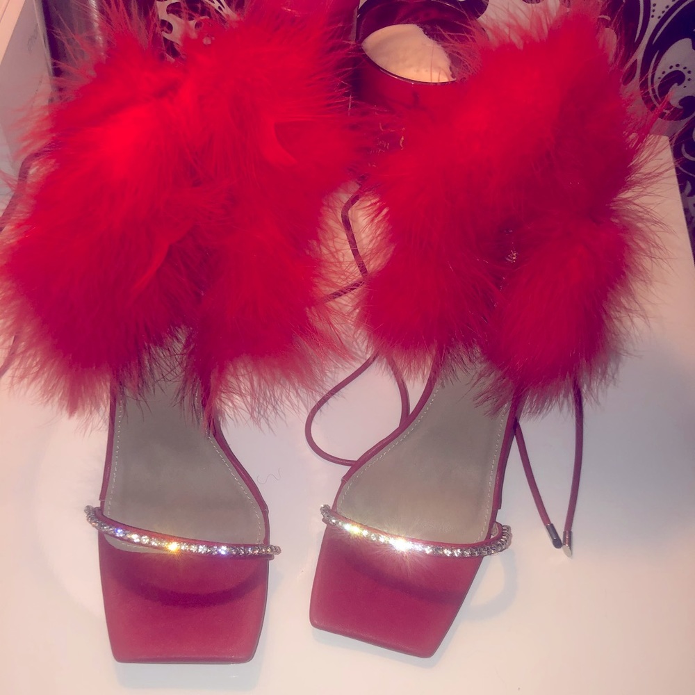 Never worn Red Fur heels